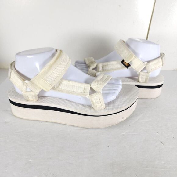Teva Women's Flatform Universal US 9 White Mid Platform Strappy Sandals - Picture 9 of 14